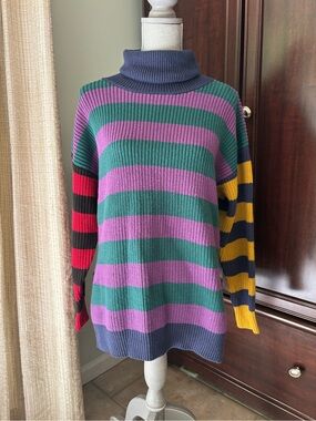 Nwt dangerfield Turtleneck Knit Sweater striped size 10 multicolor